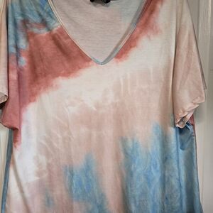 Tie-Dye V-Neck Women Top
